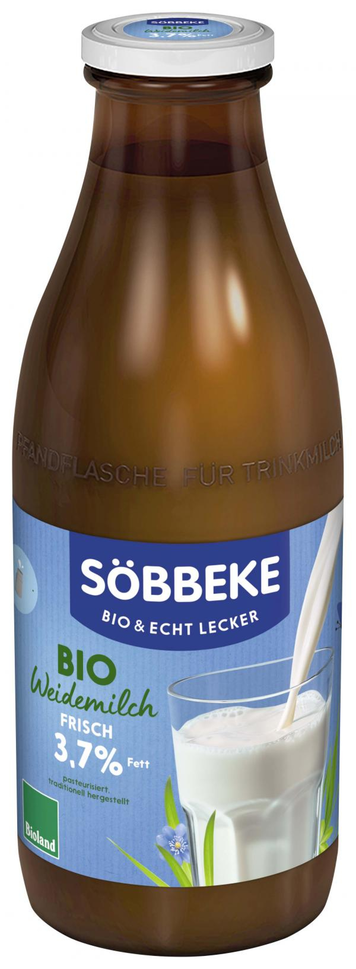 Frische Wiesenmilch, 3,7%, Bioland (Pfandflasche)